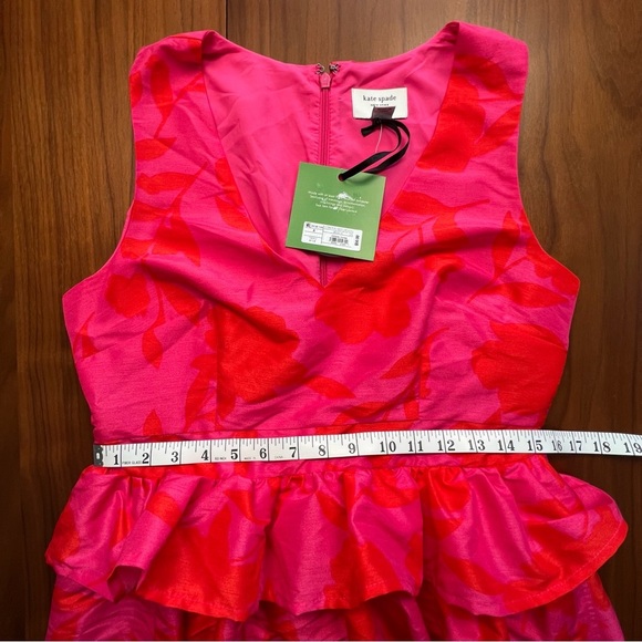 Kate Spade Pink Floral Peplum Sleeveless Midi Dress, 8 - Picture 8 of 9